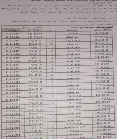 شقة فى مشروع نور - حدائق العاصمة الادارية 127 م2 غربي وقبلي للبيع تقسيط كود 52694