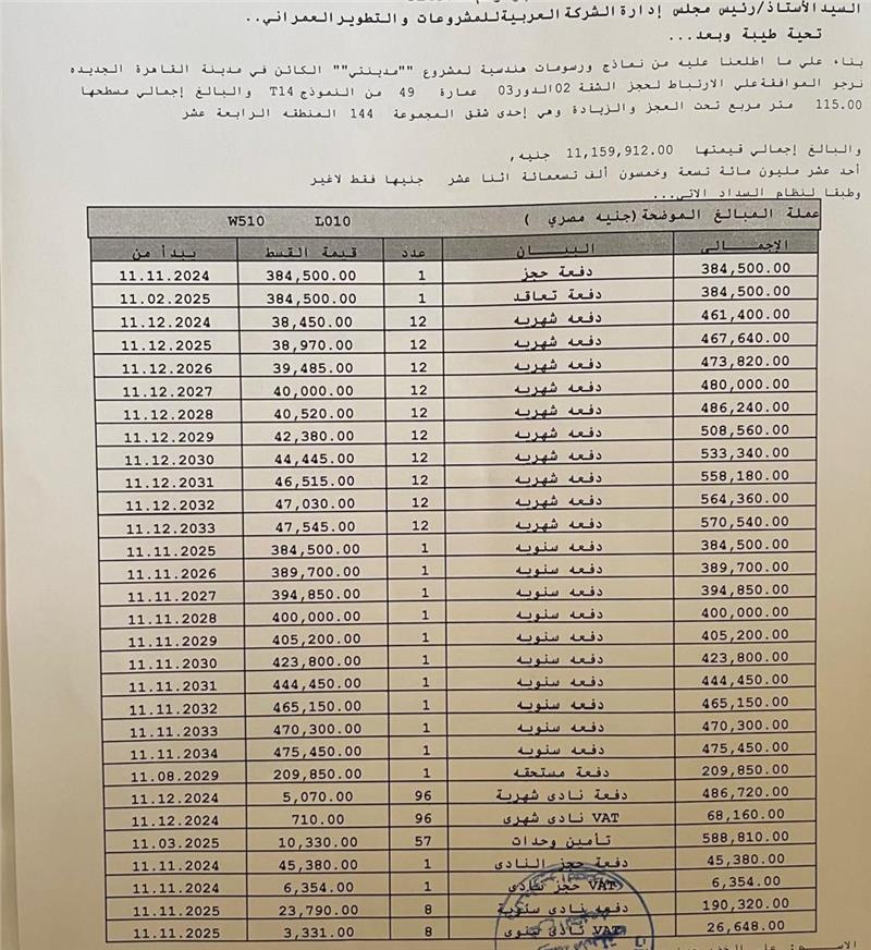 شقة فى مدينتى 115 م2 غربي وقبلي للبيع تقسيط كود 53441 - صورة 1