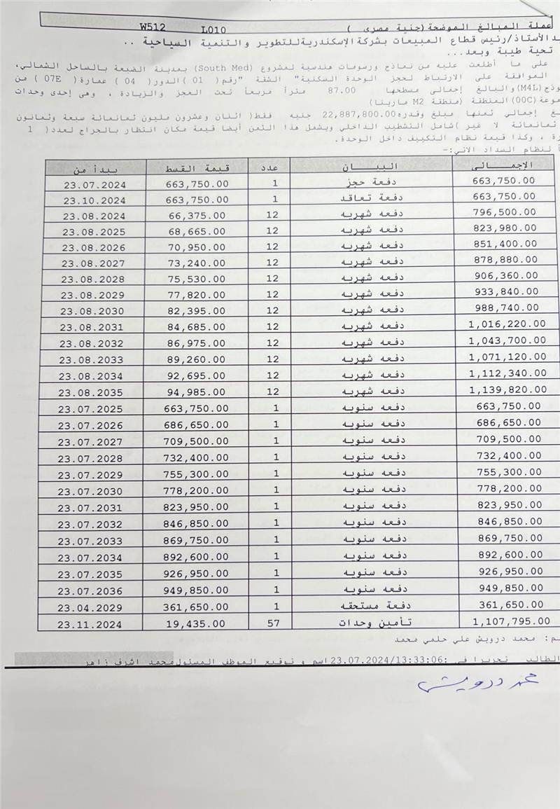 شالية فى ساوث ميد 87 م2 بحرى للبيع تقسيط كود 52495 - صورة 1