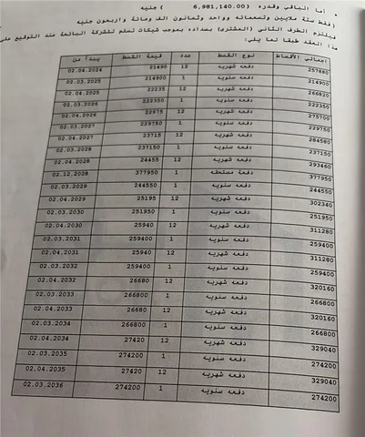شقة فى مشروع نور - حدائق العاصمة الادارية 131 م2 بحرى للبيع تقسيط كود 55692