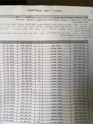 شالية فى ساوث ميد 112 م2 بحري وغربي للبيع تقسيط كود 52661