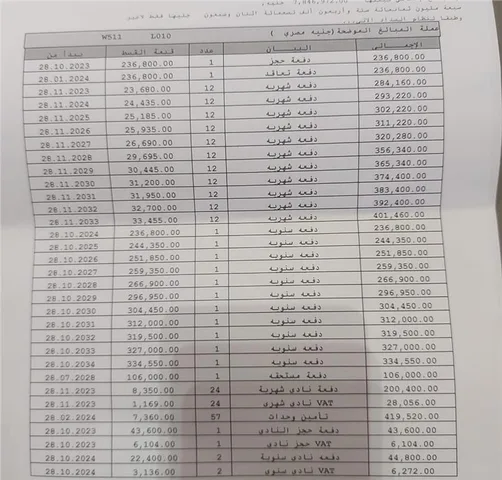 شقة فى مدينتى 108 م2 قبلى للبيع تقسيط كود 50248