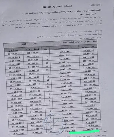 شقة فى مدينتى 115 م2 شرقي وقبلي للبيع تقسيط كود 52618
