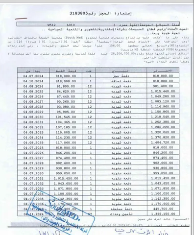 شالية فى ساوث ميد 156 م2 بحرى للبيع تقسيط كود 52015