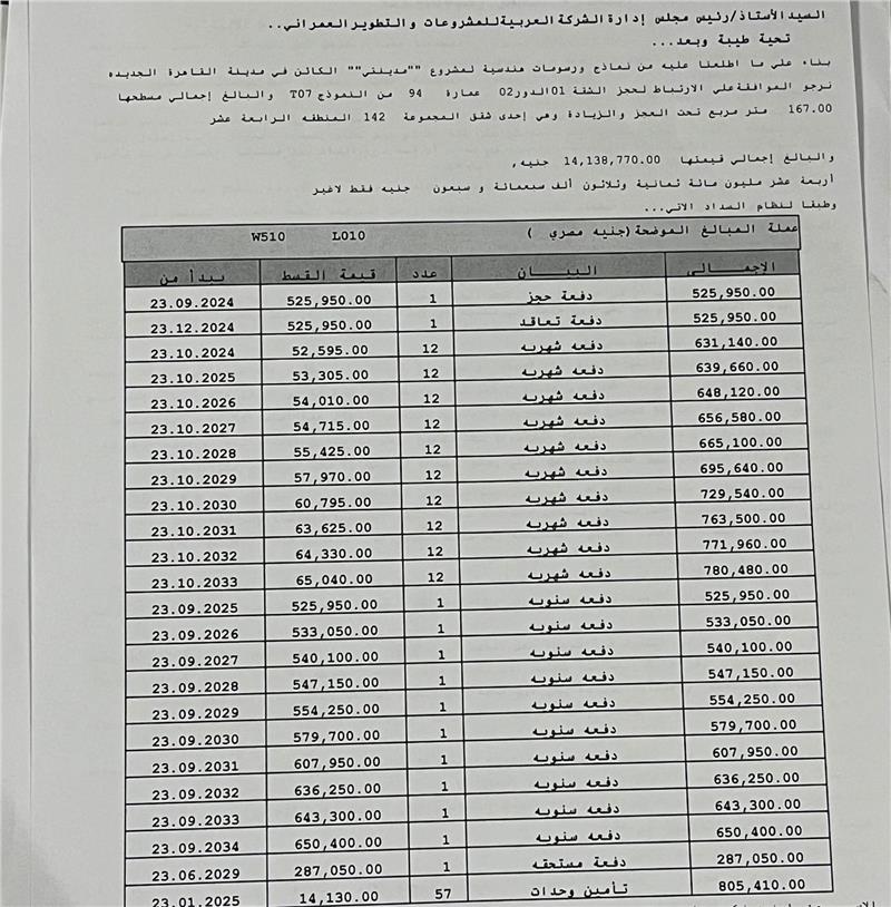 شقة فى مدينتى 167 م2 بحرى للبيع تقسيط كود 53440 - صورة 1