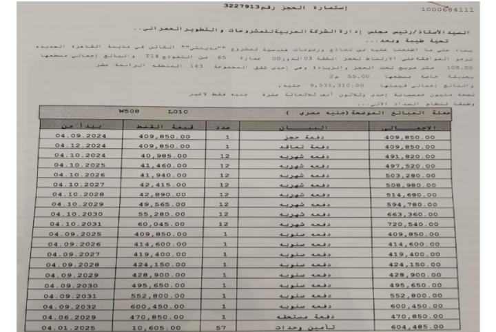 شقة فى مدينتى 108 م2 بحرى للبيع تقسيط كود 54196 - صورة 1