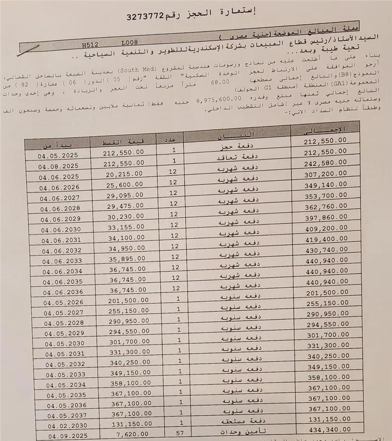 شالية فى ساوث ميد 68 م2 بحرى للبيع تقسيط كود 54772 - صورة 1