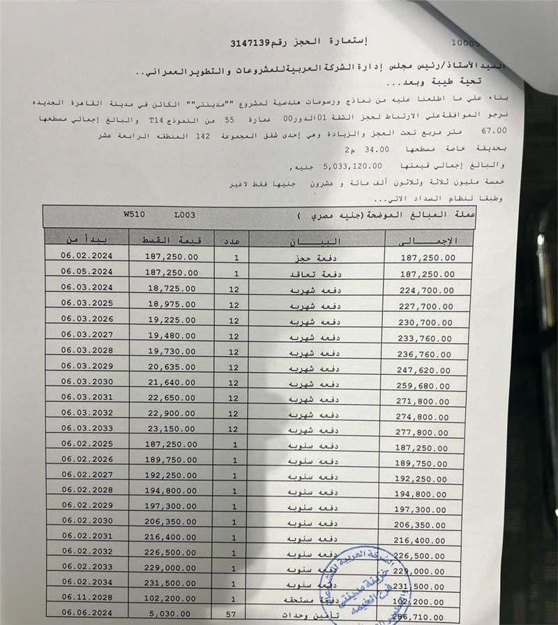 شقة فى مدينتى 67 م2 بحري وشرقي للبيع تقسيط كود 52529 - صورة 1