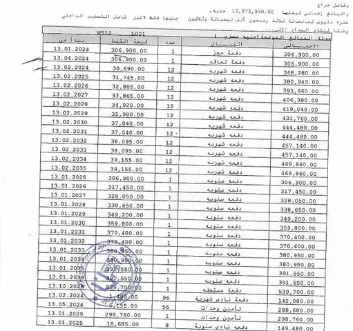 شقة فى مشروع نور - حدائق العاصمة الادارية 215 م2 بحري وشرقي للبيع تقسيط كود 50782