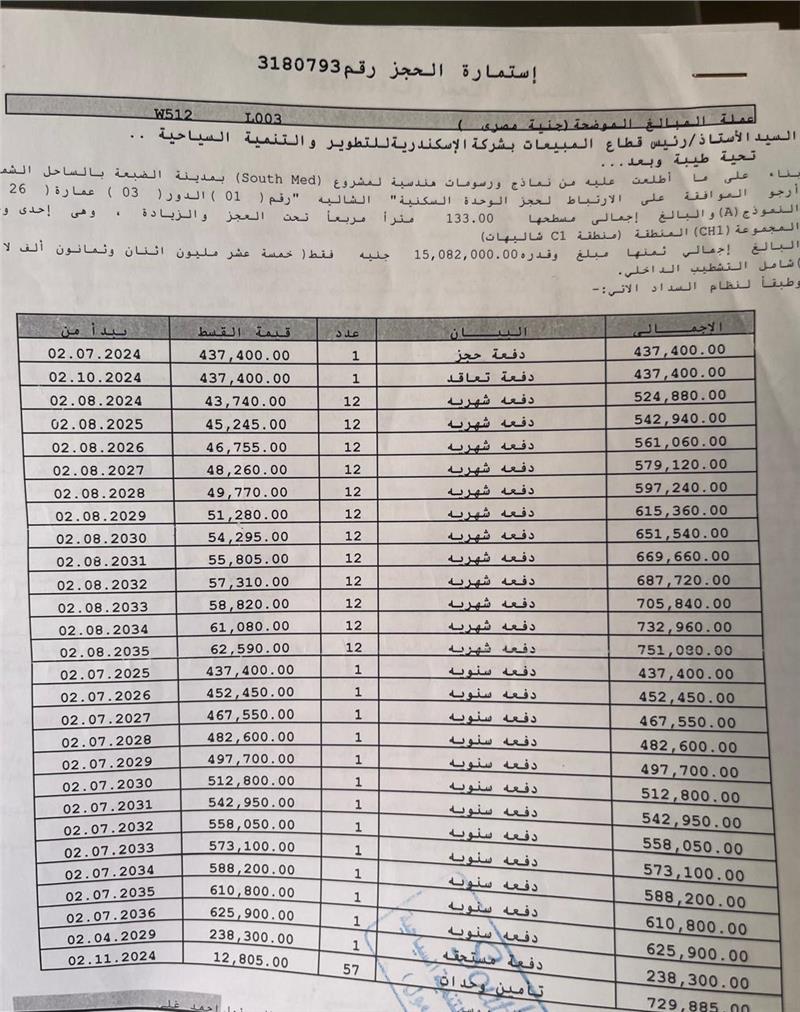 شالية فى ساوث ميد 133 م2 بحري وغربي للبيع تقسيط كود 52660 - صورة 1