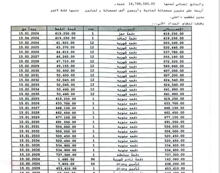 فيلا فى مشروع نور - حدائق العاصمة الادارية 204 م2 بحري و قبلي للبيع تقسيط كود 50785 - صورة 1