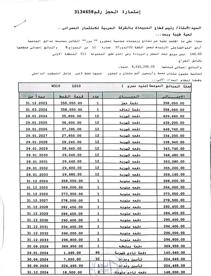 شقة فى مشروع نور - حدائق العاصمة الادارية 147 م2 بحري وشرقي للبيع تقسيط كود 50488 - صورة 1