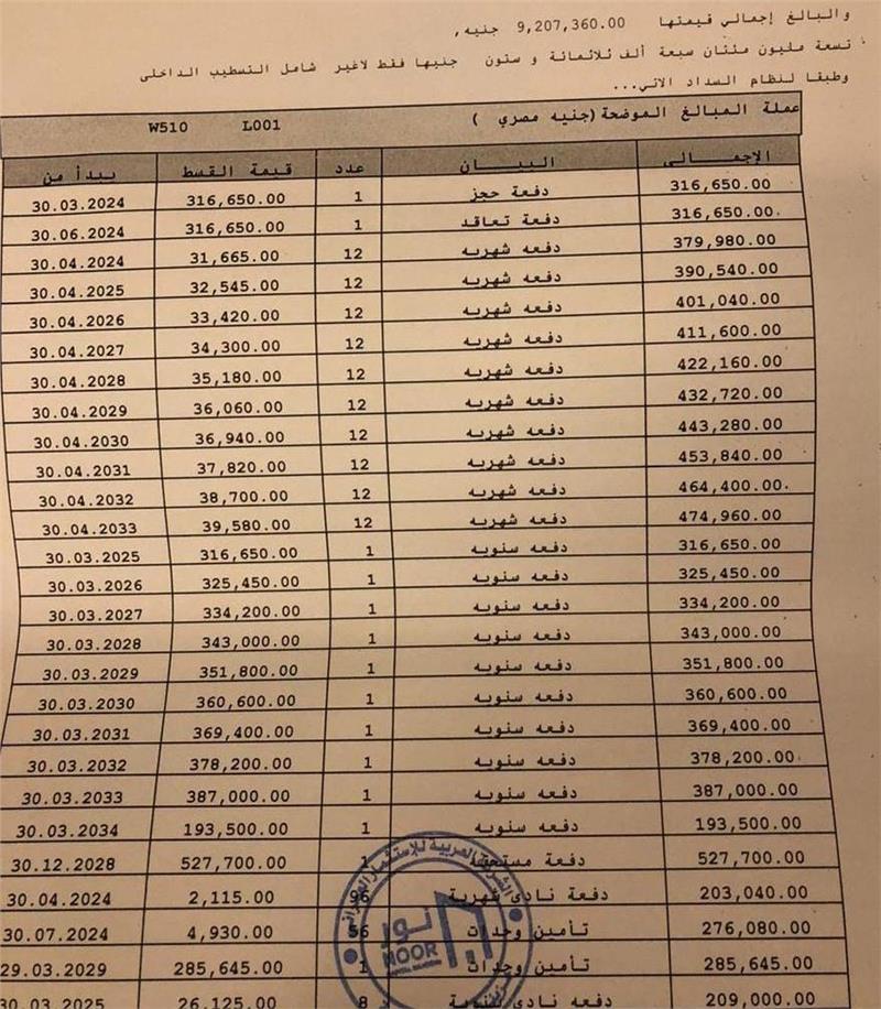شقة فى مشروع نور - حدائق العاصمة الادارية 147 م2 بحري وغربي للبيع تقسيط كود 50744 - صورة 1