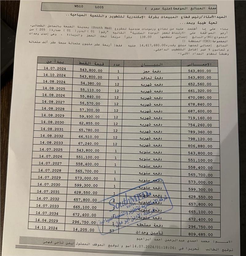 شالية فى ساوث ميد 138 م2 بحرى للبيع تقسيط كود 53127 - صورة 1