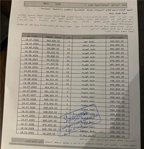 شالية فى ساوث ميد 138 م2 بحرى للبيع تقسيط كود 53127