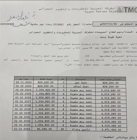 محل تجارى فى مدينتى 126 م2 للبيع تقسيط كود 49893