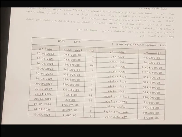 شقة فى مدينتى 100 م2 بحرى للبيع تقسيط كود 54155