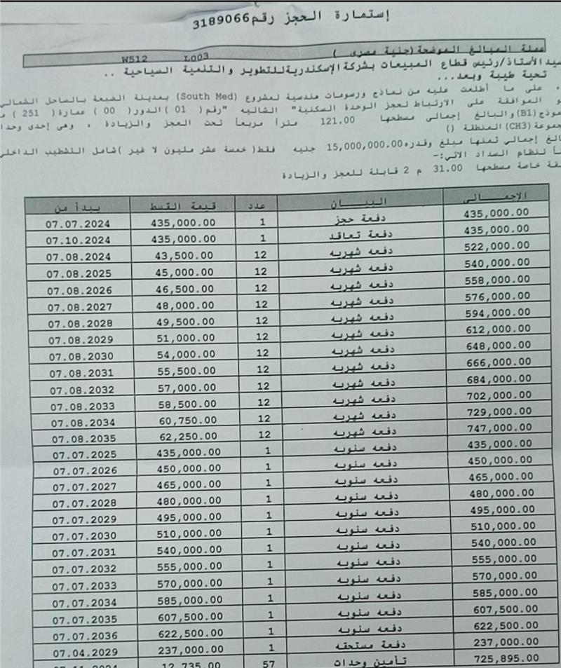 شالية فى ساوث ميد 121 م2 بحري وشرقي للبيع تقسيط كود 53563 - صورة 1