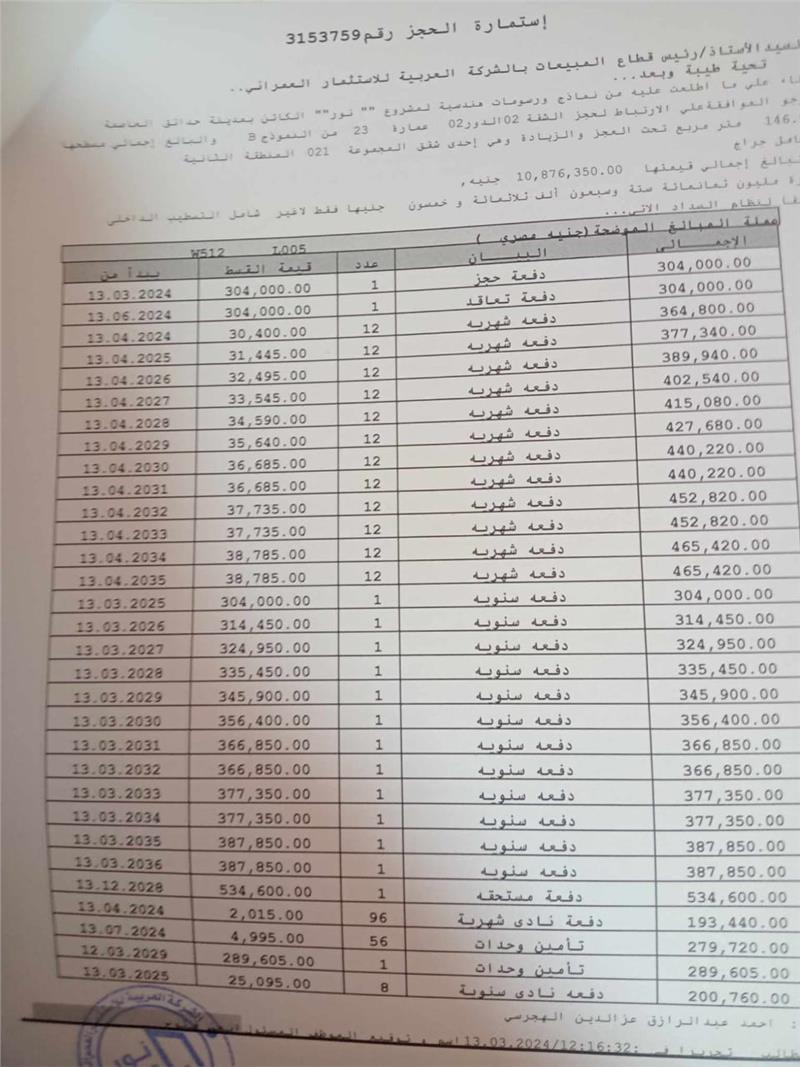 شقة فى مشروع نور - حدائق العاصمة الادارية 146 م2 بحري وشرقي للبيع تقسيط كود 51242 - صورة 1