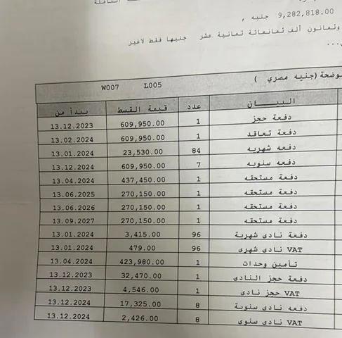 شقة فى مدينتى 180 م2 بحرى للبيع تقسيط كود 51356