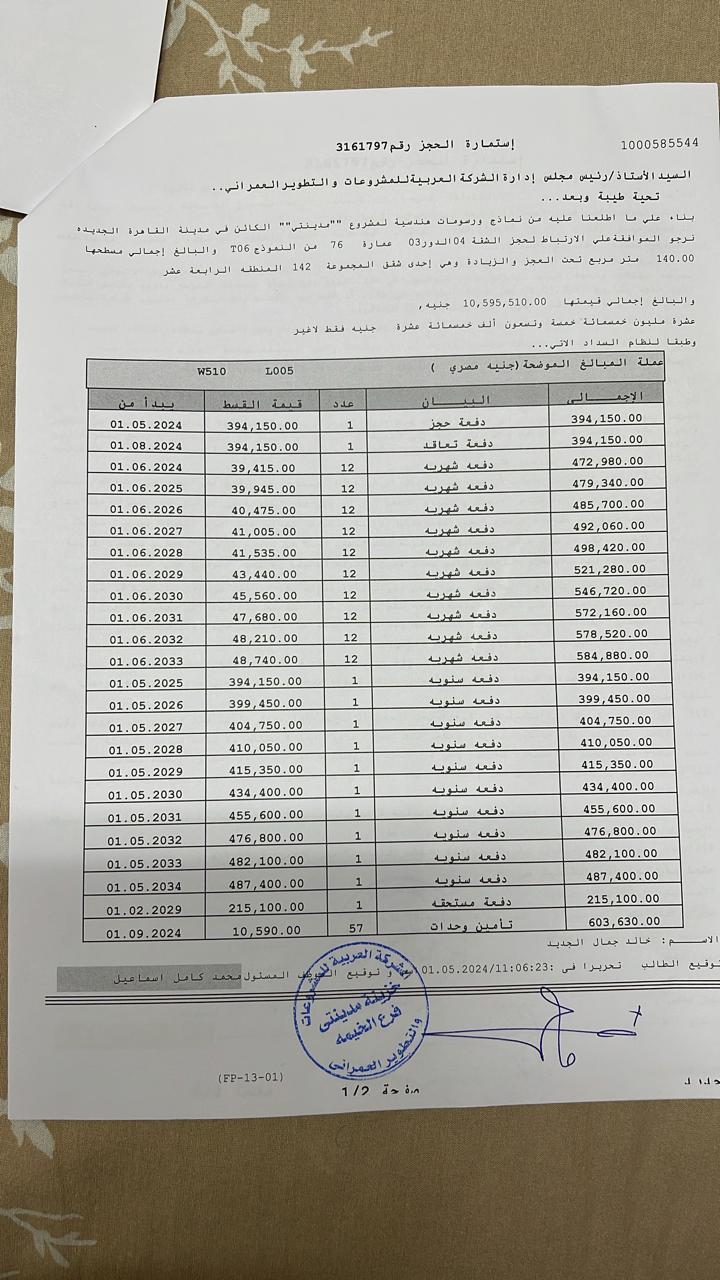 شقة فى مدينتى 140 م2 شرقى للبيع تقسيط كود 52876 - صورة 1