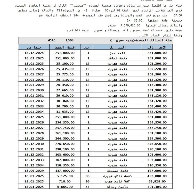شقة فى مدينتى 67 م2 شرقي وقبلي للبيع تقسيط كود 54128 - صورة 1