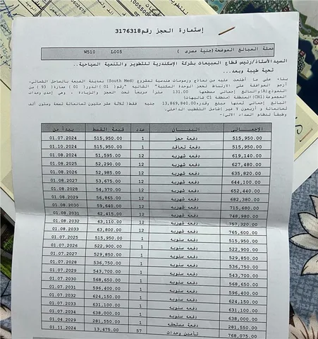 شالية فى ساوث ميد 131 م2 بحرى للبيع تقسيط كود 53917
