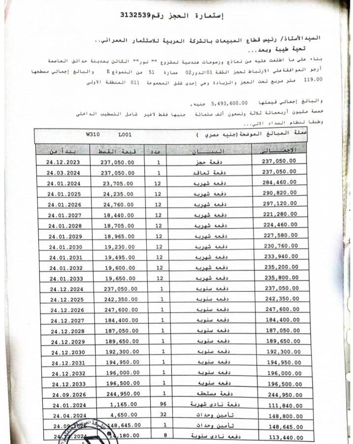 شقة فى مشروع نور - حدائق العاصمة الادارية 119 م2 بحرى للبيع تقسيط كود 55133 - صورة 1