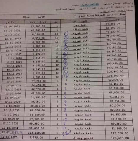 شقة فى مدينتى 78 م2 بحرى للبيع تقسيط كود 49342