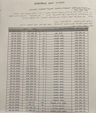 شقة فى مشروع نور - حدائق العاصمة الادارية 67 م2 غربى للبيع تقسيط كود 53226