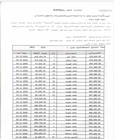 شقة فى مدينتى 127 م2 شرقى للبيع تقسيط كود 54476