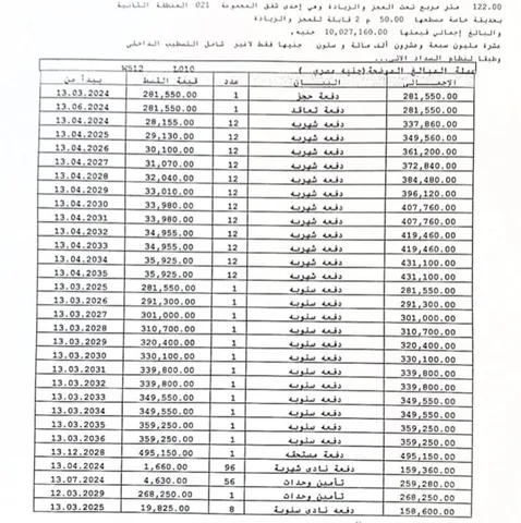 شقة فى مشروع نور - حدائق العاصمة الادارية 122 م2 بحرى للبيع تقسيط كود 50818