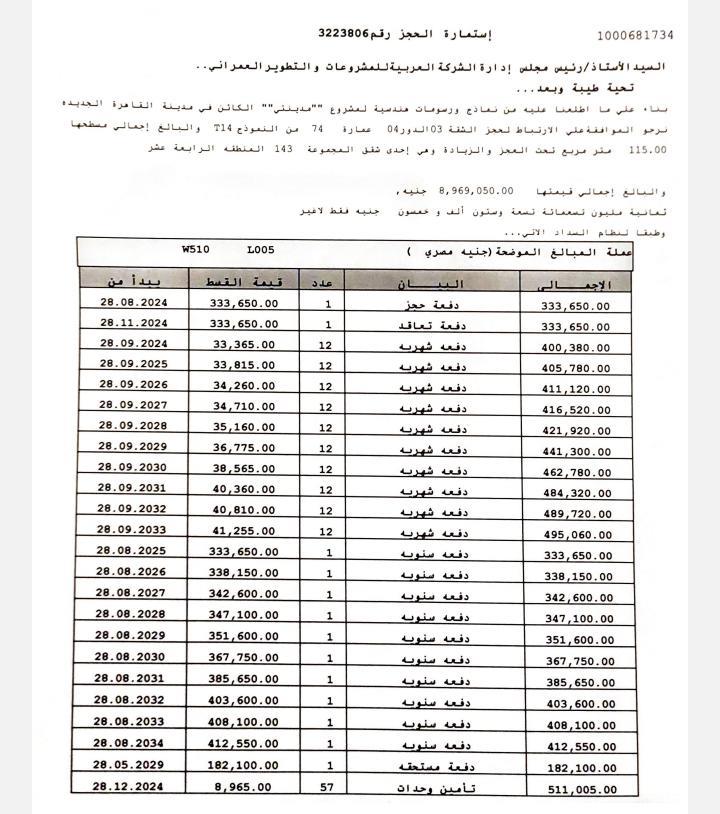 شقة فى مدينتى 115 م2 للبيع تقسيط كود 53193 - صورة 1