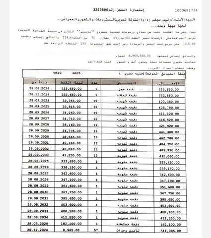 شقة فى مدينتى 115 م2 للبيع تقسيط كود 53193