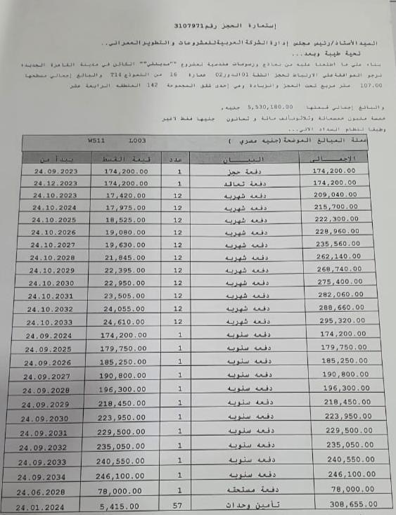 شقة فى مدينتى 107 م2 بحري وشرقي للبيع تقسيط كود 53214 - صورة 1