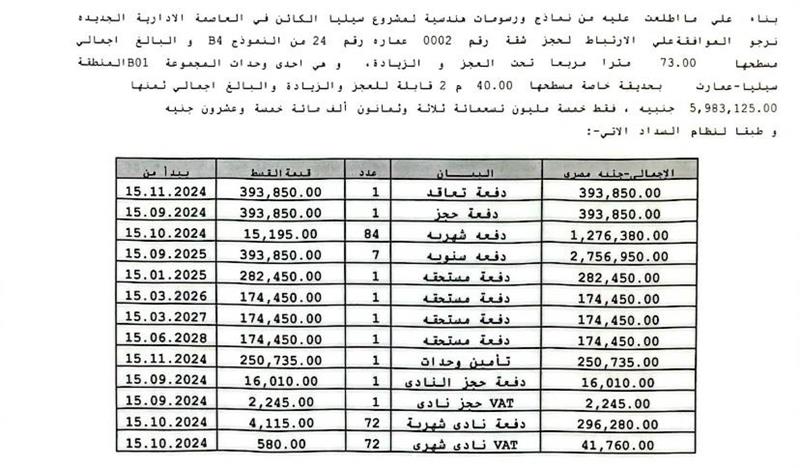 شقة فى العاصمة الادارية الجديدة 73 م2 شرقى للبيع تقسيط كود 53124 - صورة 1